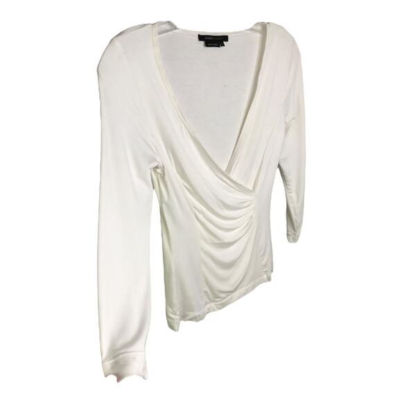 BCBG Maxazria Top Blouse Womens Small White Surplice Neckline Long Sleeve - Picture 4 of 6